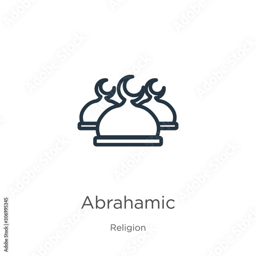Abrahamic icon. Thin linear abrahamic outline icon isolated on white background from religion collection. Line vector abrahamic sign, symbol for web and mobile