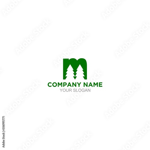 M Pines Logo Design Vector