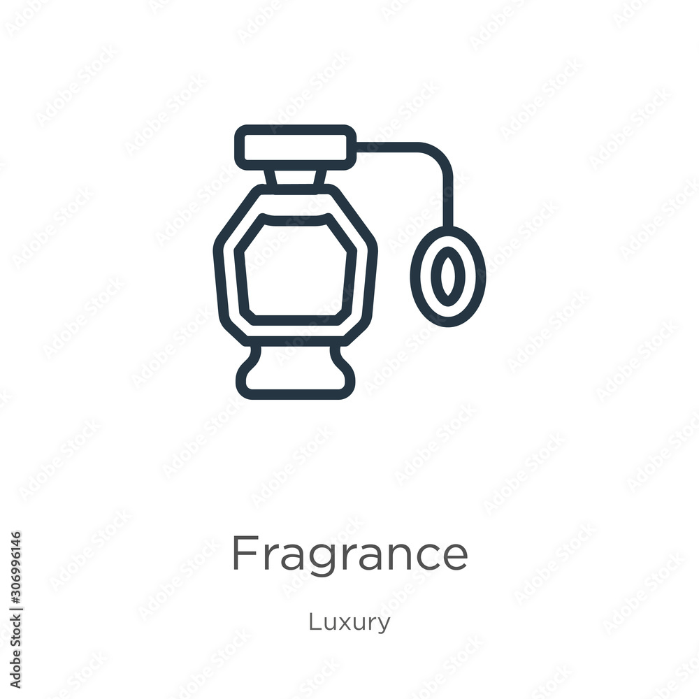 Fragrance icon. Thin linear fragrance outline icon isolated on white background from luxury collection. Line vector fragrance sign, symbol for web and mobile