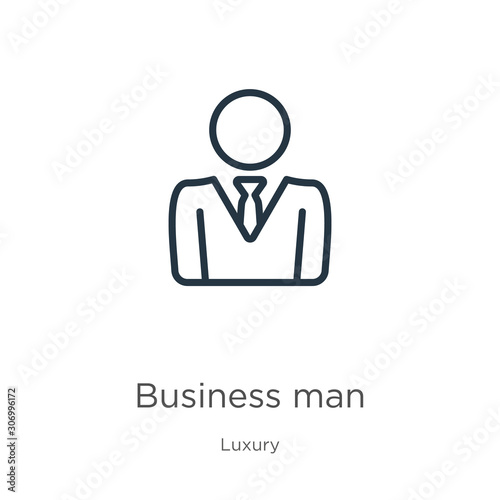Free Download Business man icon. Thin linear business man outline icon isolated on white background from luxury collection. Line vector business man sign, symbol for web and mobile - GFXLoad