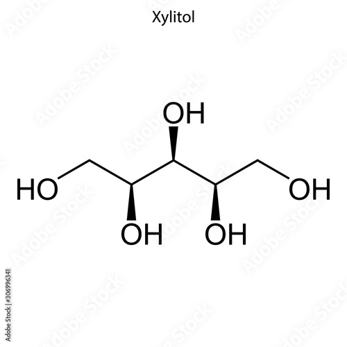 xylitol Skeletal formula of Chemical element photo