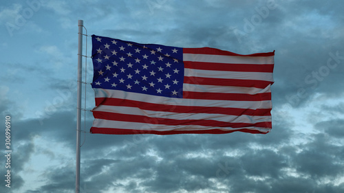 USA 3d flag floating in the wind. 3d illustration