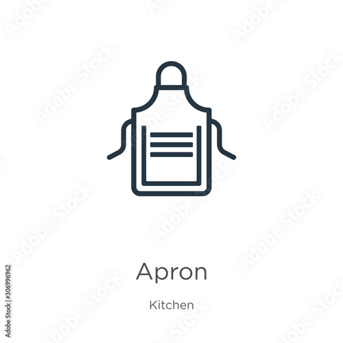Apron icon. Thin linear apron outline icon isolated on white background from kitchen collection. Line vector apron sign, symbol for web and mobile