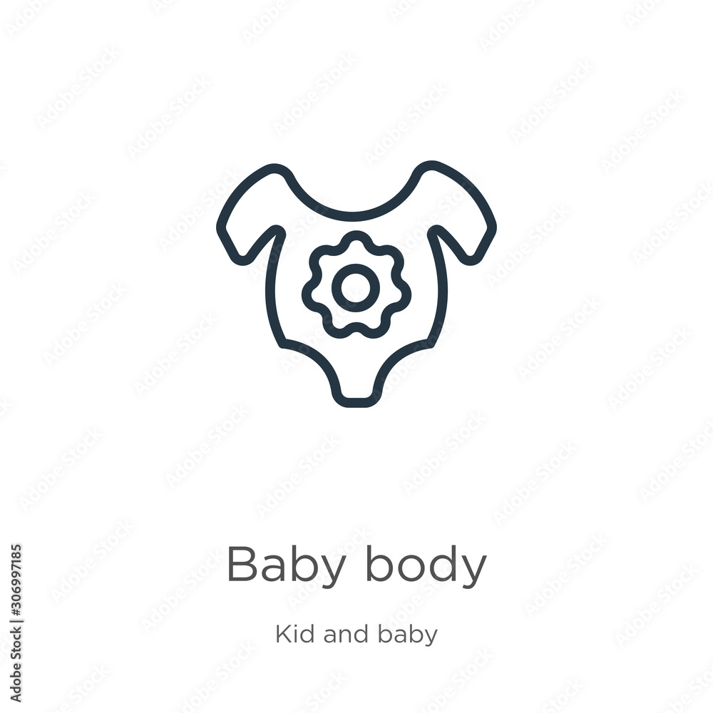 Obraz premium Baby body icon. Thin linear baby body outline icon isolated on white background from kids and baby collection. Line vector baby body sign, symbol for web and mobile