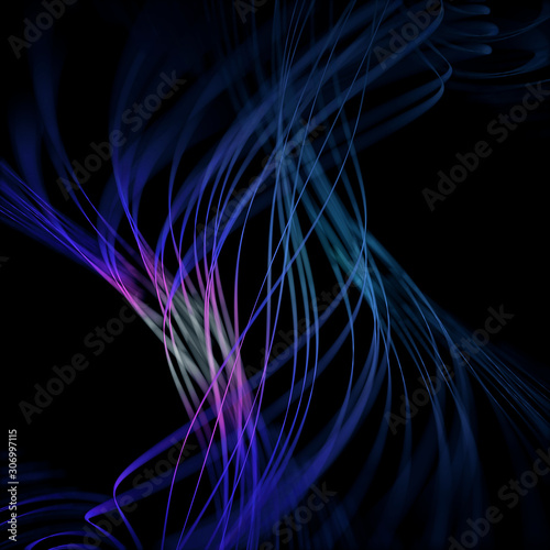 Bright blue helix, endless rotation on abstract seamless loop background. Print. Hypnotic spinning funnel with wide purple lines.