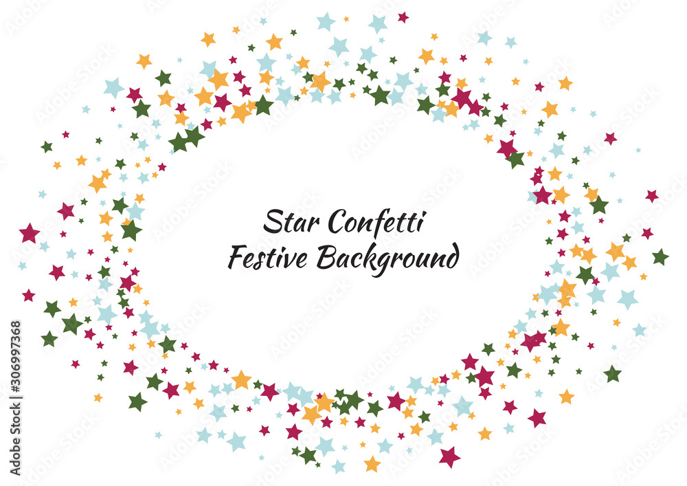 Festive color star confetti background. Abstract frame confetti texture for holiday, postcard, poster, website, carnivals, birthday and children's parties. Cover confetti mock-up. Wedding star layout Festive color star confetti background. Abstract frame confetti texture for holiday, postcard, poster, website, carnivals, birthday and children's parties. Cover confetti mock-up. Wedding star layout