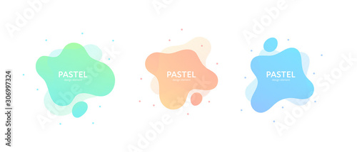 Fluid abstract banner template illustration. Set of modern pastel color gradient liquid shapes isolated on white background. Memphis concept. Design element for poster, backdrop, web, sale, print.