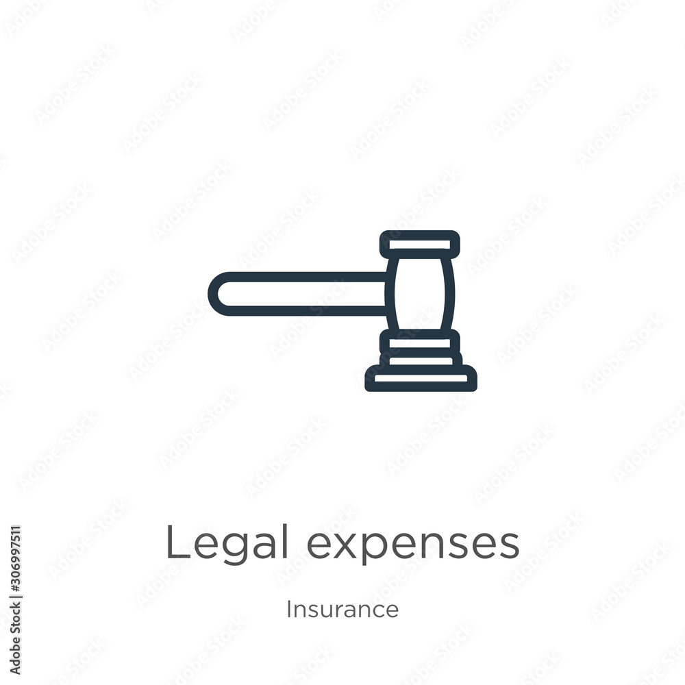 Legal expenses icon. Thin linear legal expenses outline icon isolated on white background from insurance collection. Line vector legal expenses sign, symbol for web and mobile