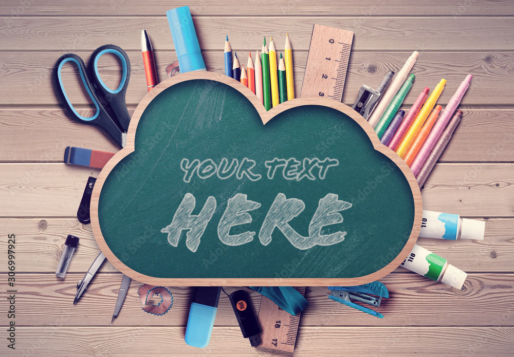 Back to School Chalkboard Cloud Mockup Stock Template | Adobe Stock