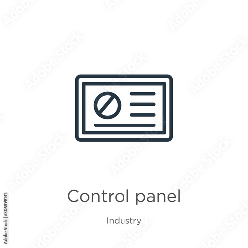 Control panel icon. Thin linear control panel outline icon isolated on white background from industry collection. Line vector control panel sign, symbol for web and mobile