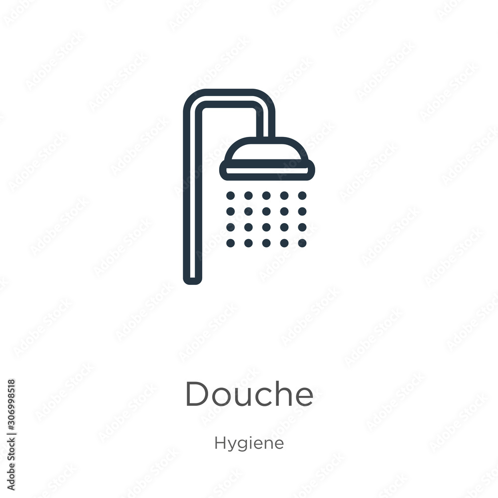 Douche icon. Thin linear douche outline icon isolated on white background from hygiene collection. Line vector douche sign, symbol for web and mobile