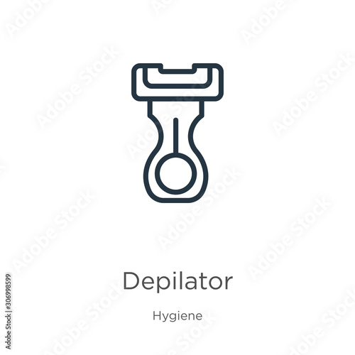 Depilator icon. Thin linear depilator outline icon isolated on white background from hygiene collection. Line vector depilator sign, symbol for web and mobile