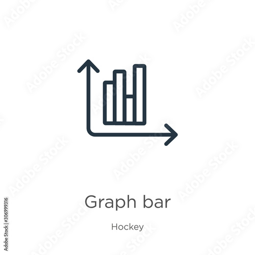 Graph bar icon. Thin linear graph bar outline icon isolated on white background from hockey collection. Line vector graph bar sign, symbol for web and mobile