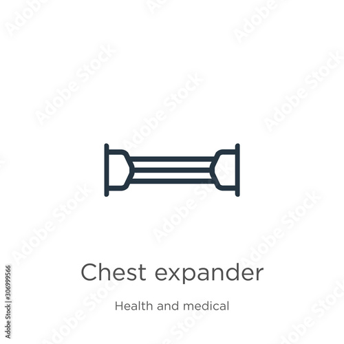 Chest expander icon. Thin linear chest expander outline icon isolated on white background from health collection. Line vector chest expander sign, symbol for web and mobile