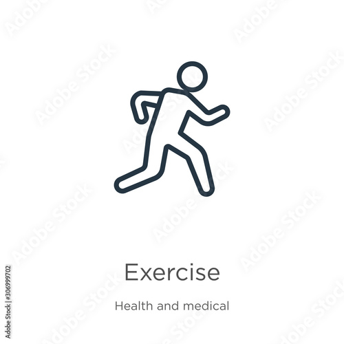 Exercise icon. Thin linear exercise outline icon isolated on white background from health collection. Line vector exercise sign, symbol for web and mobile