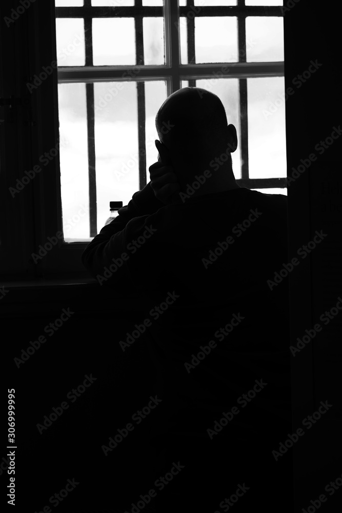 man in window, sweden, stockholm, europe, nacka man in window, sweden, stockholm, europe, nacka