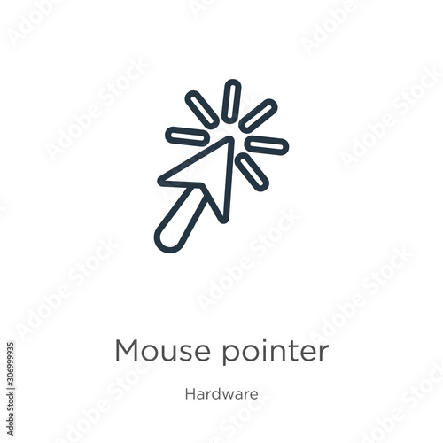 Mouse pointer icon. Thin linear mouse pointer outline icon isolated on white background from hardware collection. Line vector mouse pointer sign, symbol for web and mobile