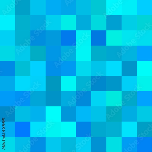 Seamless pattern. Geometrical square background. Blue colors. Pixel art style. Vector tile. Abstract illustration.