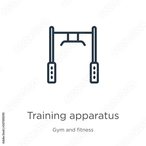 Training apparatus icon. Thin linear training apparatus outline icon isolated on white background from gym and fitness collection. Line vector training apparatus sign, symbol for web and mobile