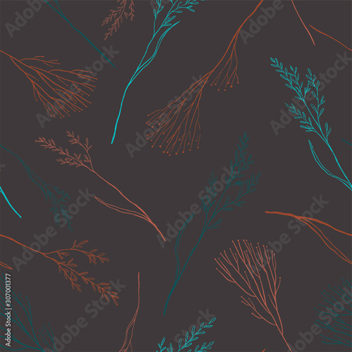 Vintage vector seamless pattern. Graphic sketches of wild flowers. Gentle field plants background. Hand drawn botanical wallpaper. For wrap, paper, textile, postcard, scrapbooking, prints, fabric etc.