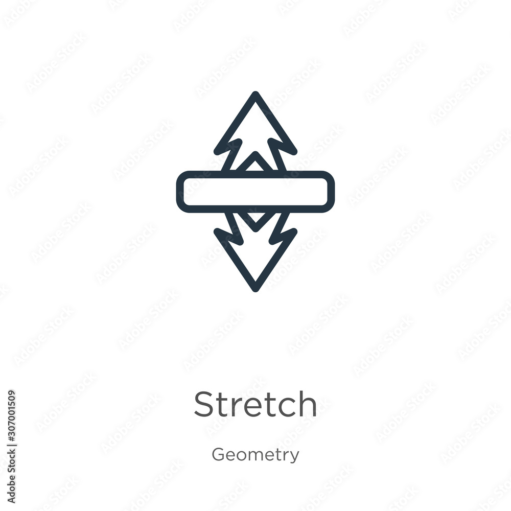 Stretch icon. Thin linear stretch outline icon isolated on white background from geometry collection. Line vector stretch sign, symbol for web and mobile Stretch icon. Thin linear stretch outline icon isolated on white background from geometry collection. Line vector stretch sign, symbol for web and mobile