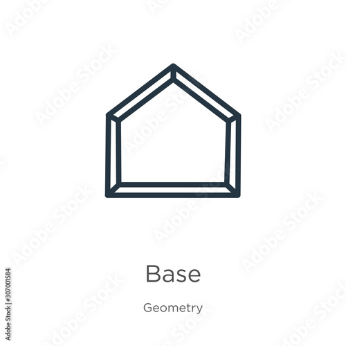 Base icon. Thin linear base outline icon isolated on white background from geometry collection. Line vector base sign, symbol for web and mobile