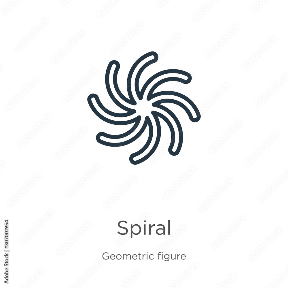 Fototapeta premium Spiral icon. Thin linear spiral outline icon isolated on white background from geometric figure collection. Line vector spiral sign, symbol for web and mobile