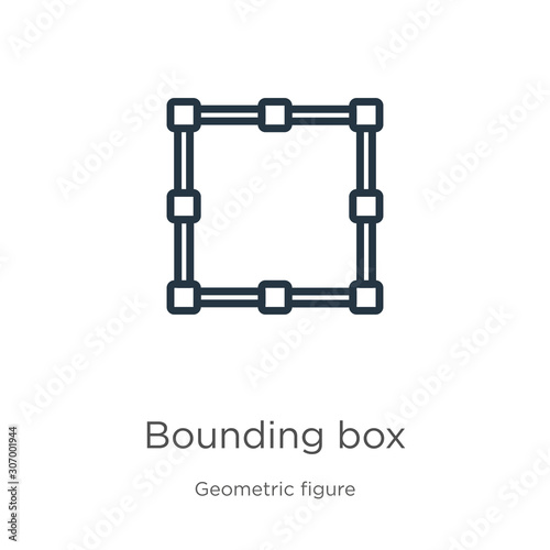 Bounding box icon. Thin linear bounding box outline icon isolated on white background from geometric figure collection. Line vector bounding box sign, symbol for web and mobile photo