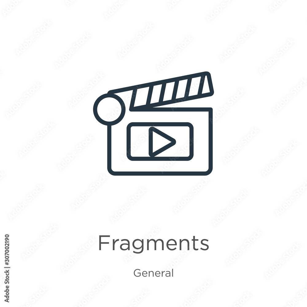 Obraz premium Fragments icon. Thin linear fragments outline icon isolated on white background from general collection. Line vector fragments sign, symbol for web and mobile