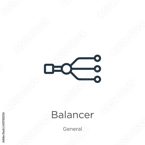 Balancer icon. Thin linear balancer outline icon isolated on white background from general collection. Line vector balancer sign, symbol for web and mobile