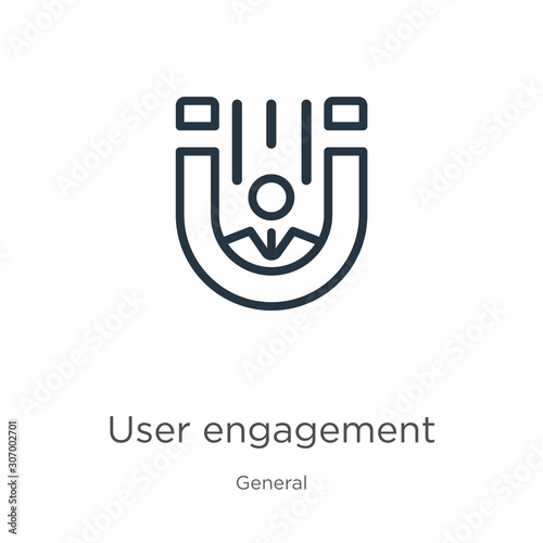User engagement icon. Thin linear user engagement outline icon isolated on white background from general collection. Line vector user engagement sign, symbol for web and mobile