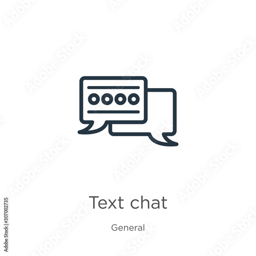 Text chat icon. Thin linear text chat outline icon isolated on white background from general collection. Line vector text chat sign, symbol for web and mobile