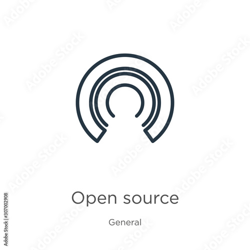 Open source icon. Thin linear open source outline icon isolated on white background from general collection. Line vector open source sign, symbol for web and mobile
