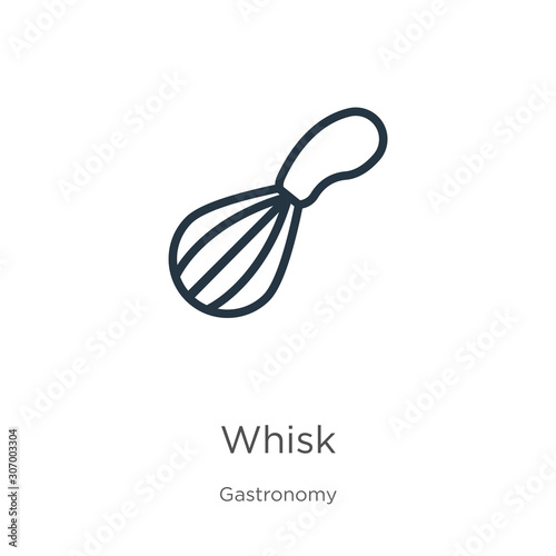 Whisk icon. Thin linear whisk outline icon isolated on white background from gastronomy collection. Line vector whisk sign, symbol for web and mobile