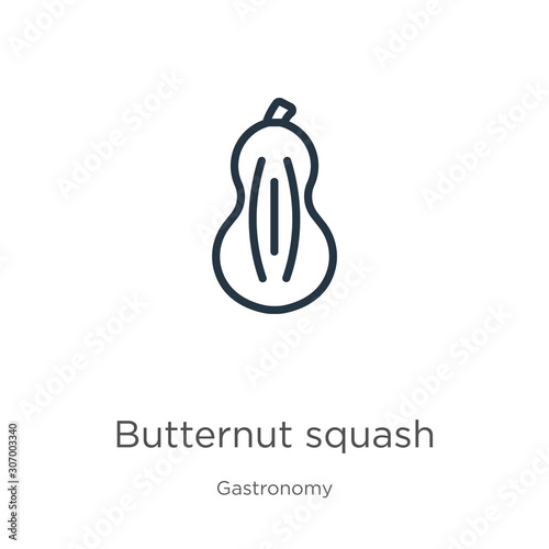 Butternut squash icon. Thin linear butternut squash outline icon isolated on white background from gastronomy collection. Line vector butternut squash sign, symbol for web and mobile © Premium Art