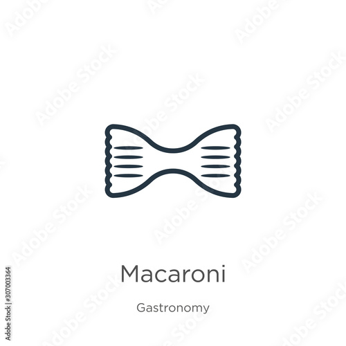 Macaroni icon. Thin linear macaroni outline icon isolated on white background from gastronomy collection. Line vector macaroni sign, symbol for web and mobile