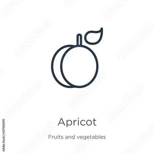 Apricot icon. Thin linear apricot outline icon isolated on white background from fruits and vegetables collection. Line vector apricot sign, symbol for web and mobile