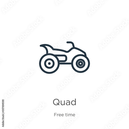 Quad icon. Thin linear quad outline icon isolated on white background from free time collection. Line vector quad sign, symbol for web and mobile