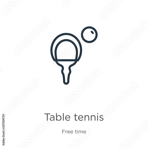 Table tennis icon. Thin linear table tennis outline icon isolated on white background from free time collection. Line vector table tennis sign, symbol for web and mobile