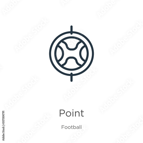 Point icon. Thin linear point outline icon isolated on white background from football collection. Line vector point sign, symbol for web and mobile