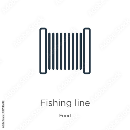 Fishing line icon. Thin linear fishing line outline icon isolated on white background from food collection. Line vector fishing line sign, symbol for web and mobile