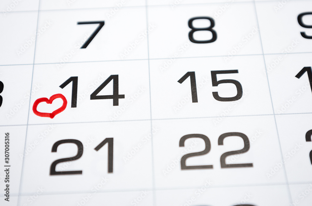 mark on the calendar February 14, Valentine's day, love, relationship mark on the calendar February 14, Valentine's day, love, relationship