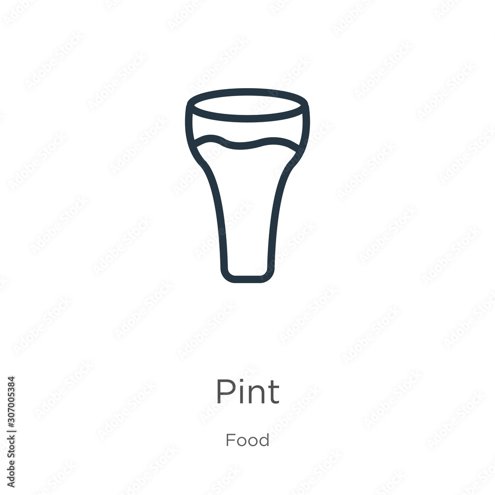 Pint icon. Thin linear pint outline icon isolated on white background from food collection. Line vector pint sign, symbol for web and mobile Pint icon. Thin linear pint outline icon isolated on white background from food collection. Line vector pint sign, symbol for web and mobile