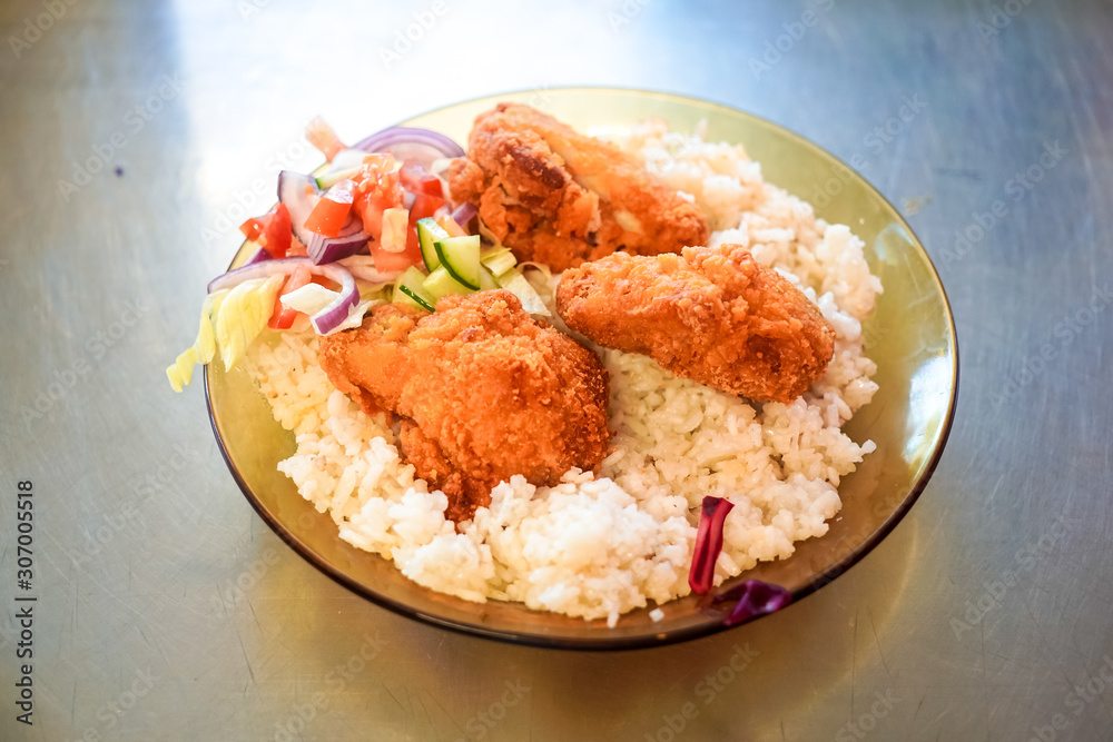 Chicken dish on a restaurant table Chicken dish on a restaurant table