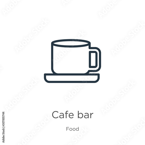 Cafe bar icon. Thin linear cafe bar outline icon isolated on white background from food collection. Line vector cafe bar sign  symbol for web and mobile