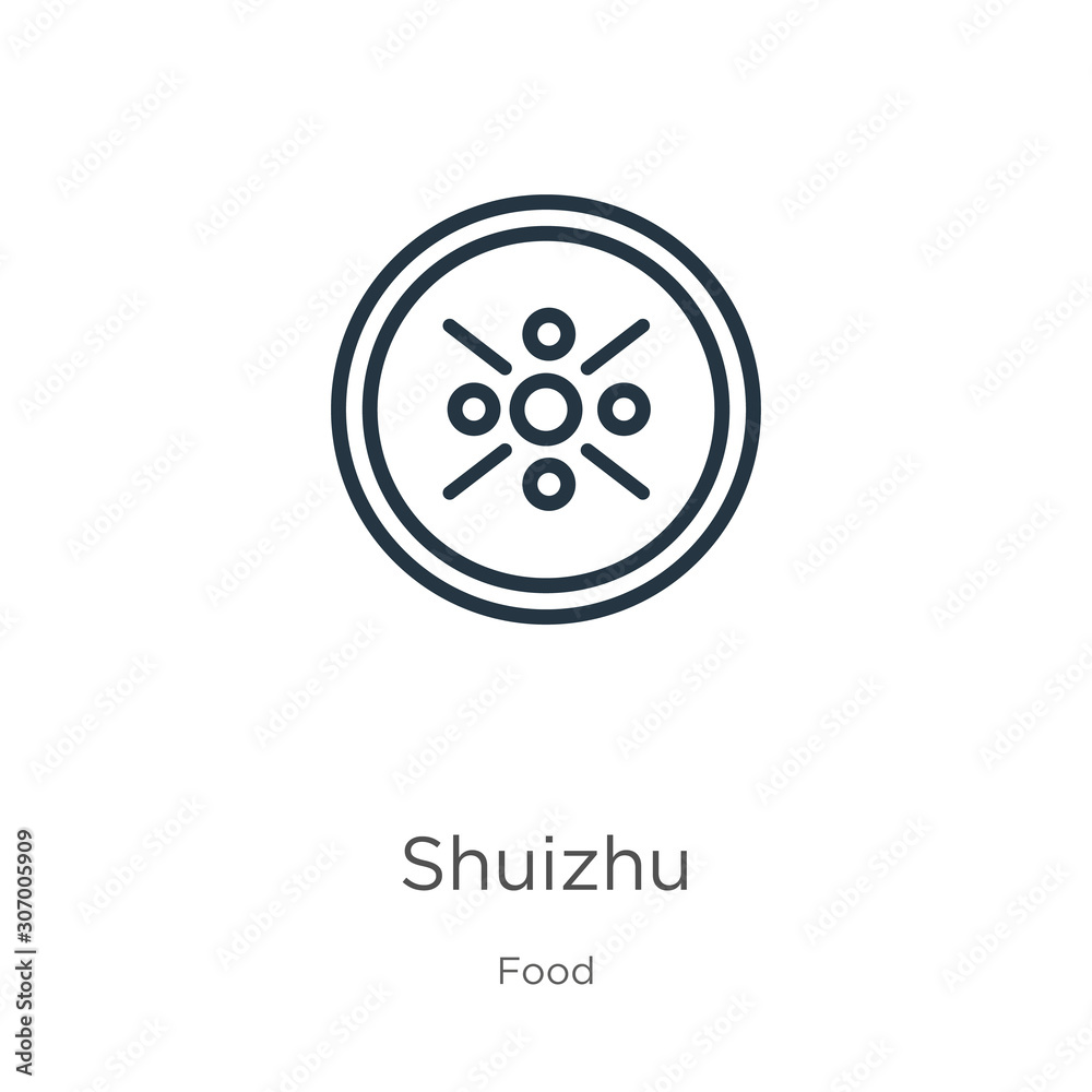 Shuizhu icon. Thin linear shuizhu outline icon isolated on white background from food collection. Line vector shuizhu sign, symbol for web and mobile