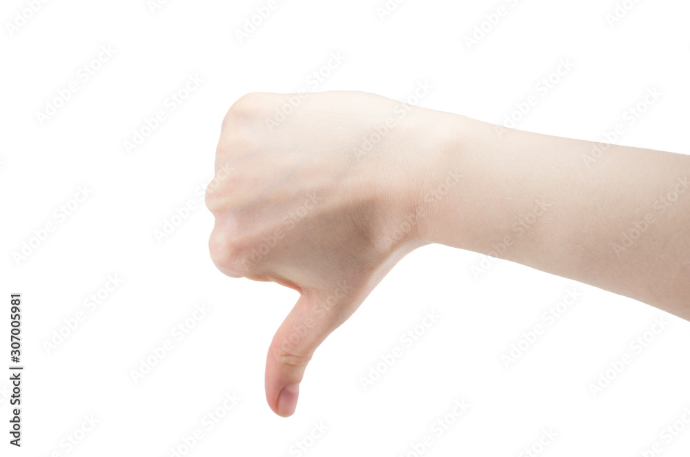 fist with thumb down isolated on white background, concept of negative, bad news fist with thumb down isolated on white background, concept of negative, bad news