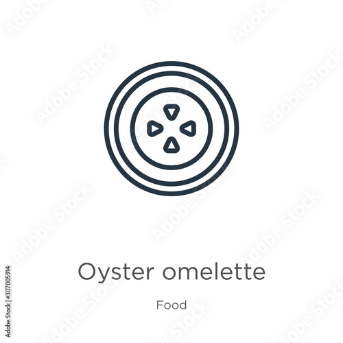 Oyster omelette icon. Thin linear oyster omelette outline icon isolated on white background from food collection. Line vector oyster omelette sign, symbol for web and mobile