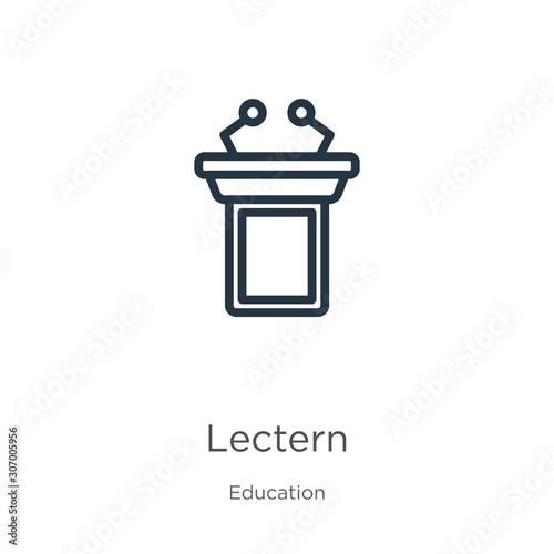Lectern icon. Thin linear lectern outline icon isolated on white background from education collection. Line vector lectern sign, symbol for web and mobile