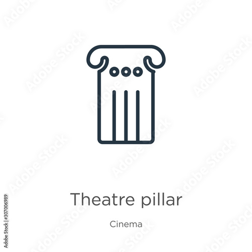 Theatre pillar icon. Thin linear theatre pillar outline icon isolated on white background from cinema collection. Line vector theatre pillar sign, symbol for web and mobile